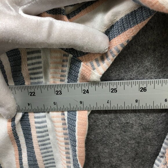 Loft Woven Button Down Shirt Womens XL Striped Multicolor Roll Tab Coastal - Picture 9 of 10